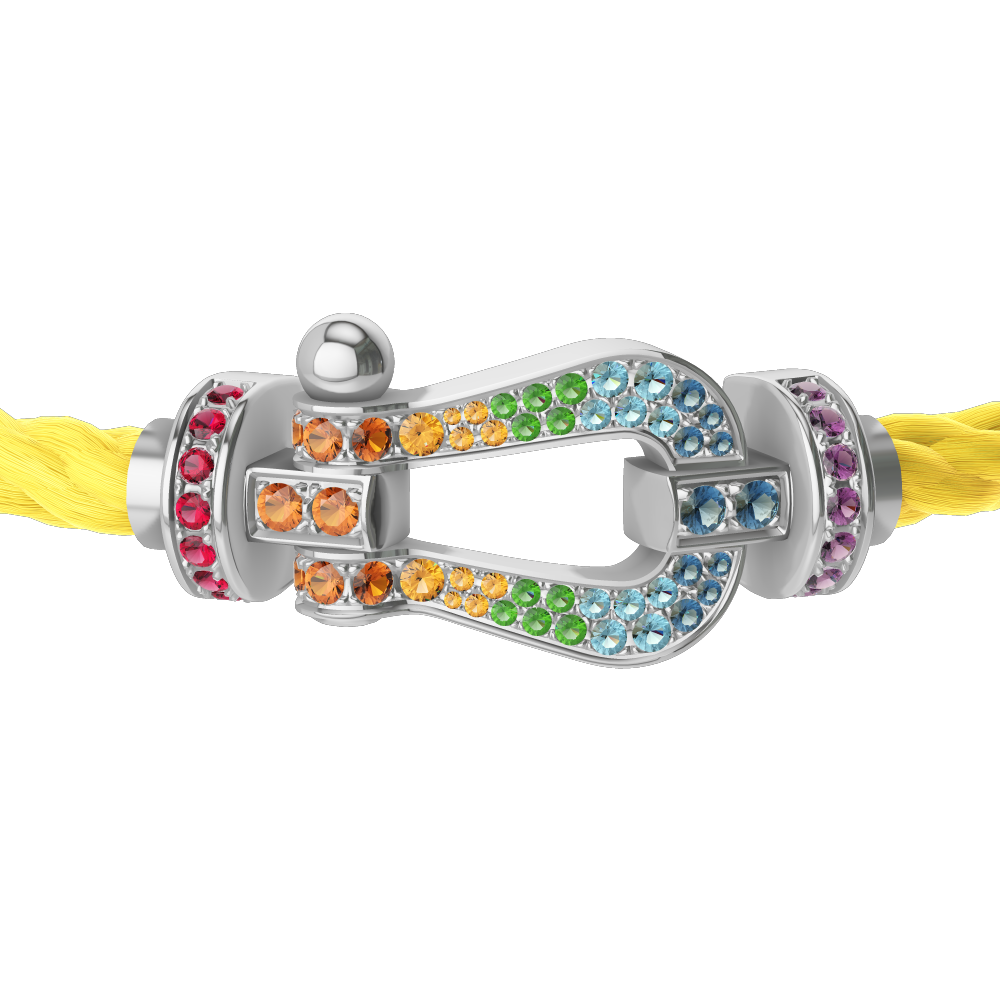 FORCE 10 BRACELET 18K WHITE GOLD AND COLORED STONES LARGE MODEL