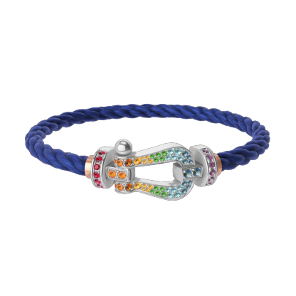 FORCE 10 BRACELET 18K WHITE GOLD AND COLORED STONES LARGE MODEL