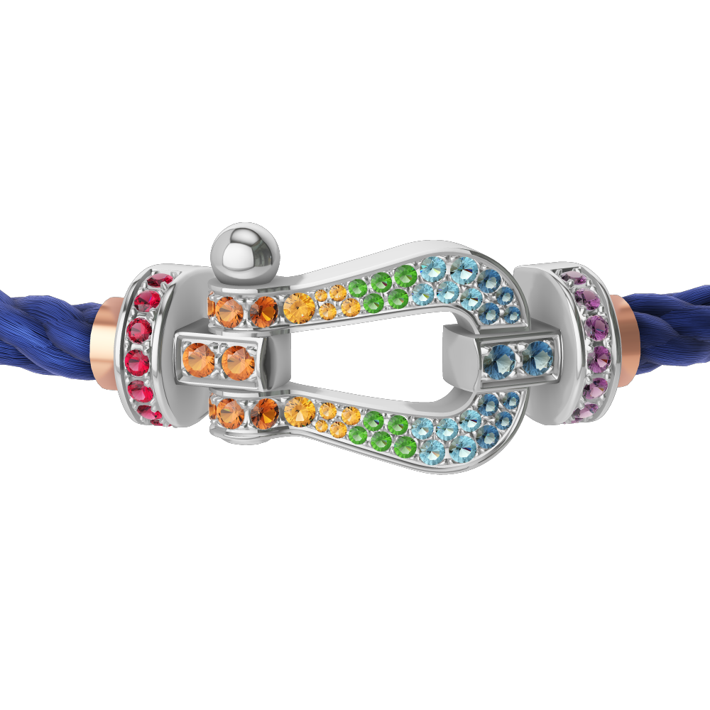 FORCE 10 BRACELET 18K WHITE GOLD AND COLORED STONES LARGE MODEL