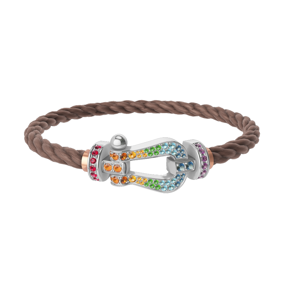 FORCE 10 BRACELET 18K WHITE GOLD AND COLORED STONES LARGE MODEL