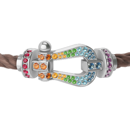 FORCE 10 BRACELET 18K WHITE GOLD AND COLORED STONES LARGE MODEL