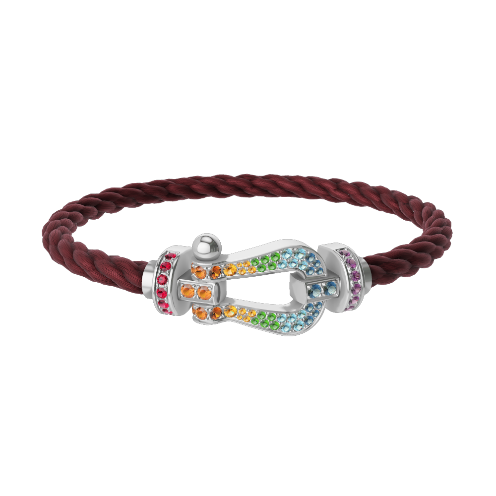FORCE 10 BRACELET 18K WHITE GOLD AND COLORED STONES LARGE MODEL