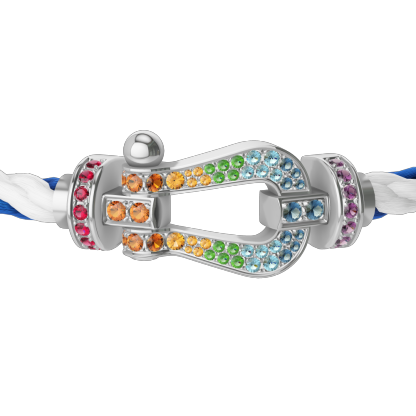 FORCE 10 BRACELET 18K WHITE GOLD AND COLORED STONES LARGE MODEL