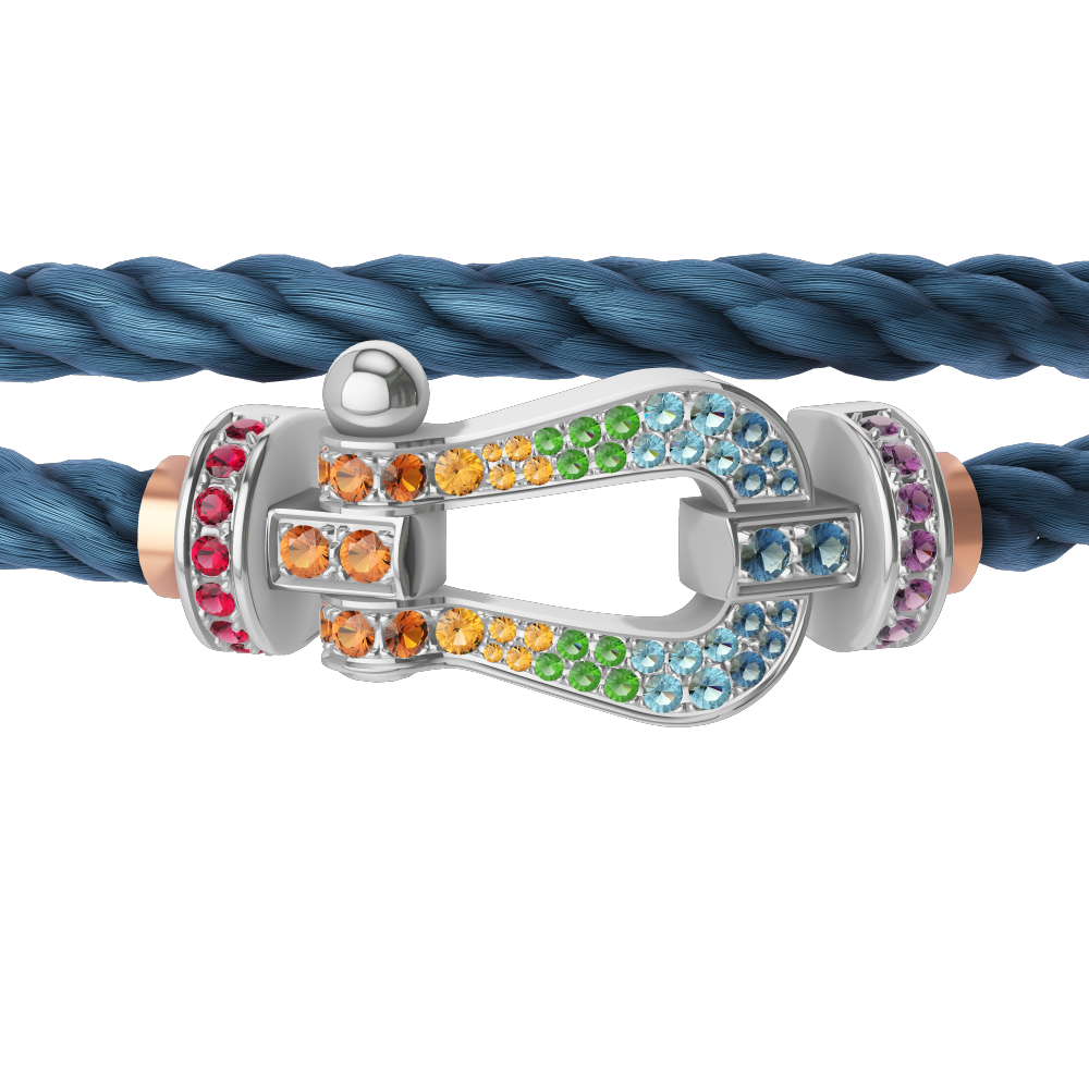 FORCE 10 BRACELET 18K WHITE GOLD AND COLORED STONES LARGE MODEL