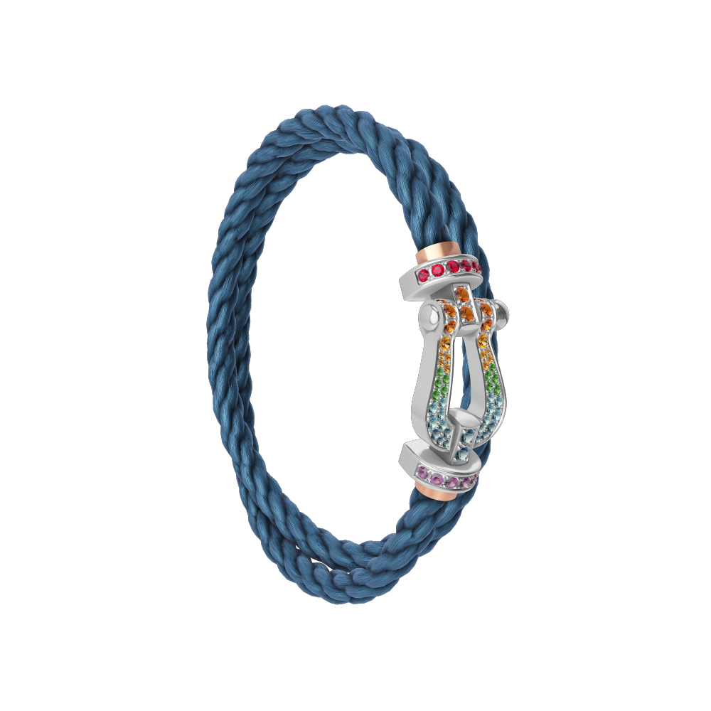 FORCE 10 BRACELET 18K WHITE GOLD AND COLORED STONES LARGE MODEL