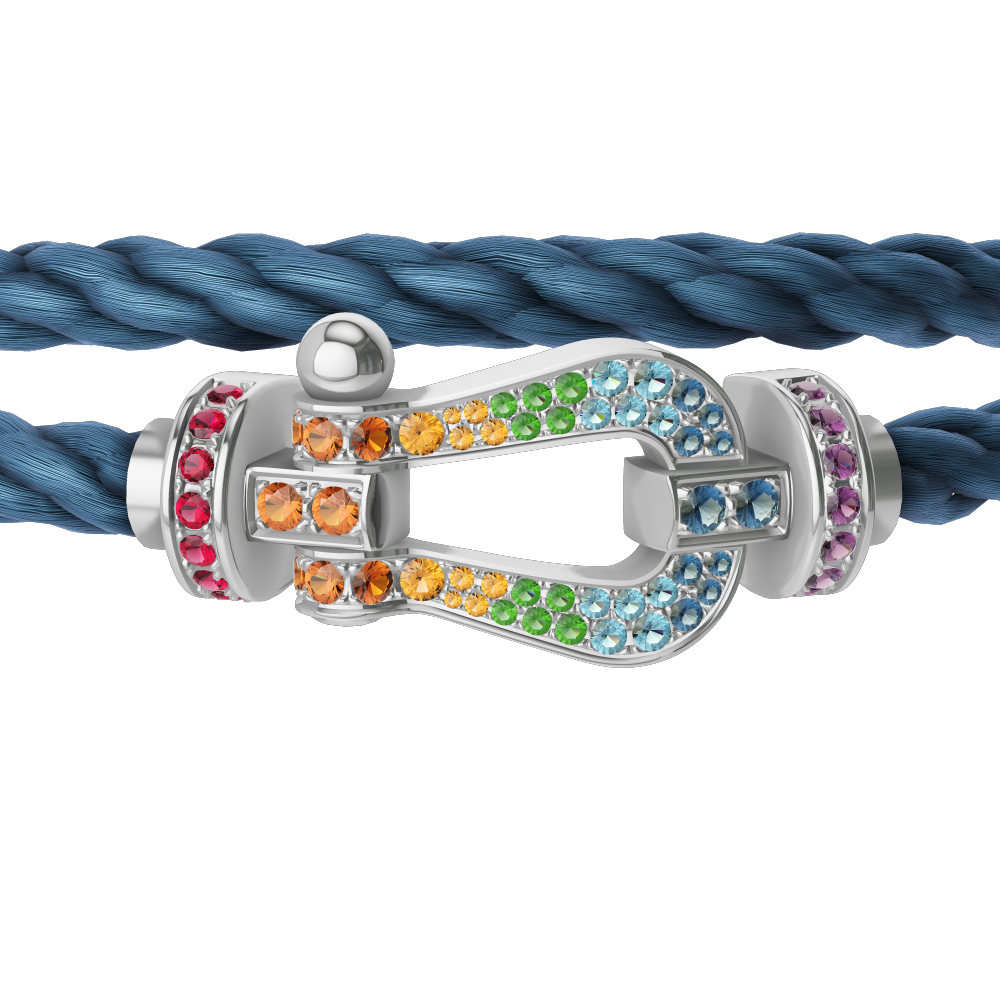 FORCE 10 BRACELET 18K WHITE GOLD AND COLORED STONES LARGE MODEL