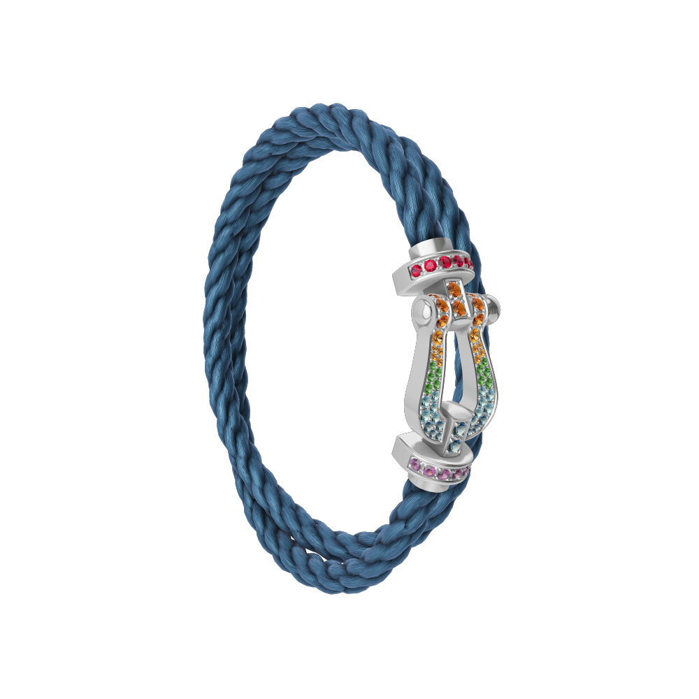 FORCE 10 BRACELET 18K WHITE GOLD AND COLORED STONES LARGE MODEL