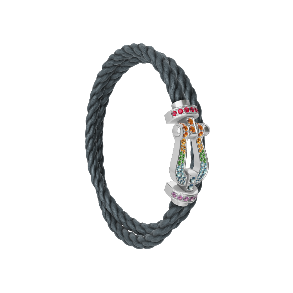 FORCE 10 BRACELET 18K WHITE GOLD AND COLORED STONES LARGE MODEL