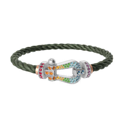 FORCE 10 BRACELET 18K WHITE GOLD AND COLORED STONES LARGE MODEL