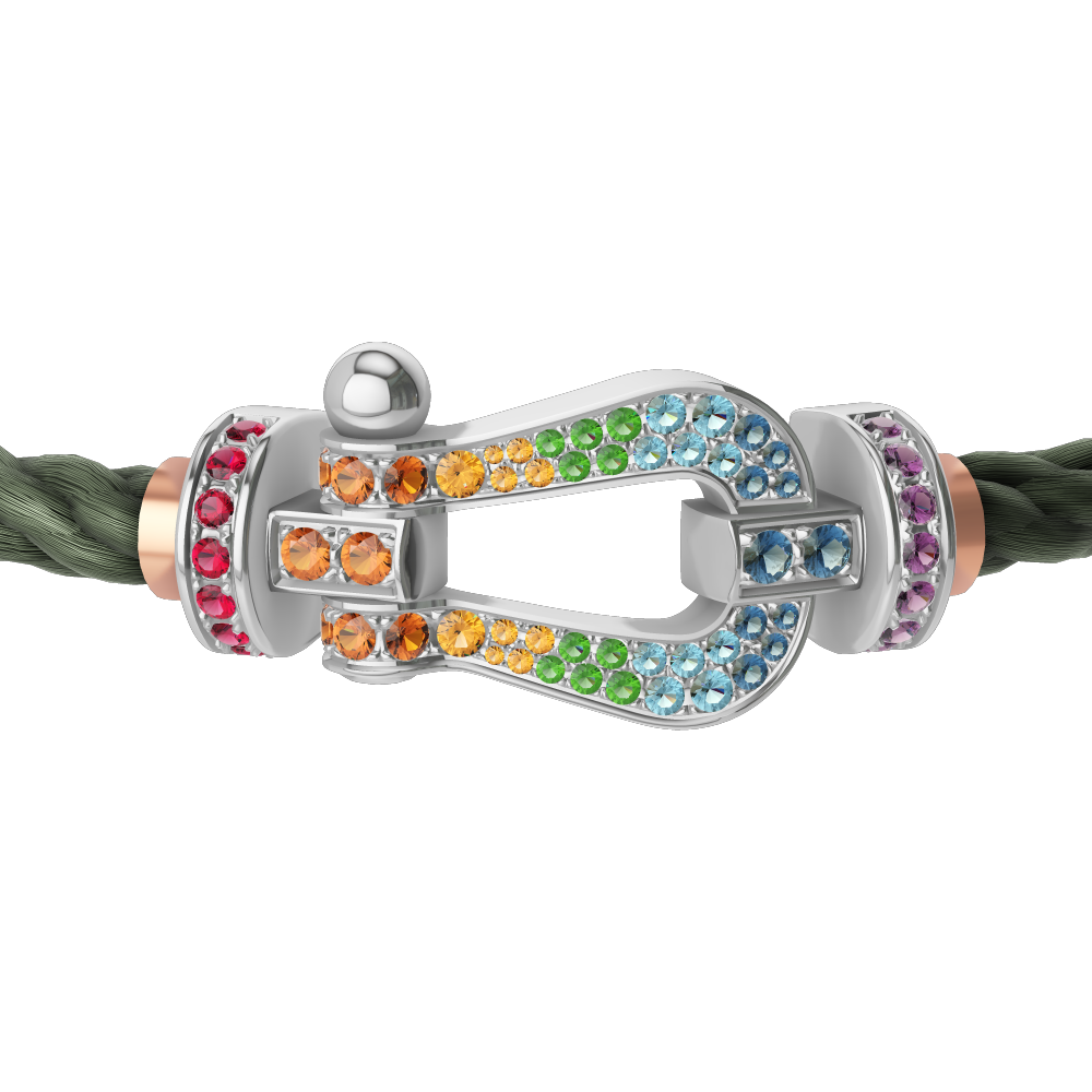 FORCE 10 BRACELET 18K WHITE GOLD AND COLORED STONES LARGE MODEL