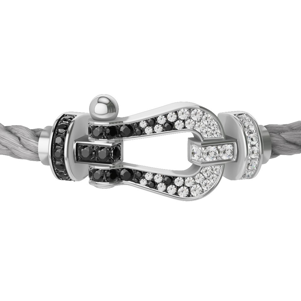 FORCE 10 BRACELET 18K WHITE GOLD AND BLACK AND WHITE DIAMONDS LARGE MODEL
