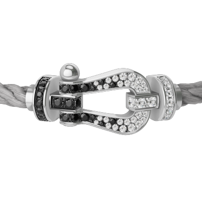 FORCE 10 BRACELET 18K WHITE GOLD AND BLACK AND WHITE DIAMONDS LARGE MODEL
