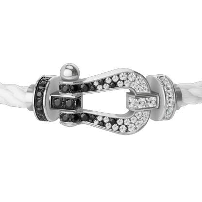 FORCE 10 BRACELET 18K WHITE GOLD AND BLACK AND WHITE DIAMONDS LARGE MODEL