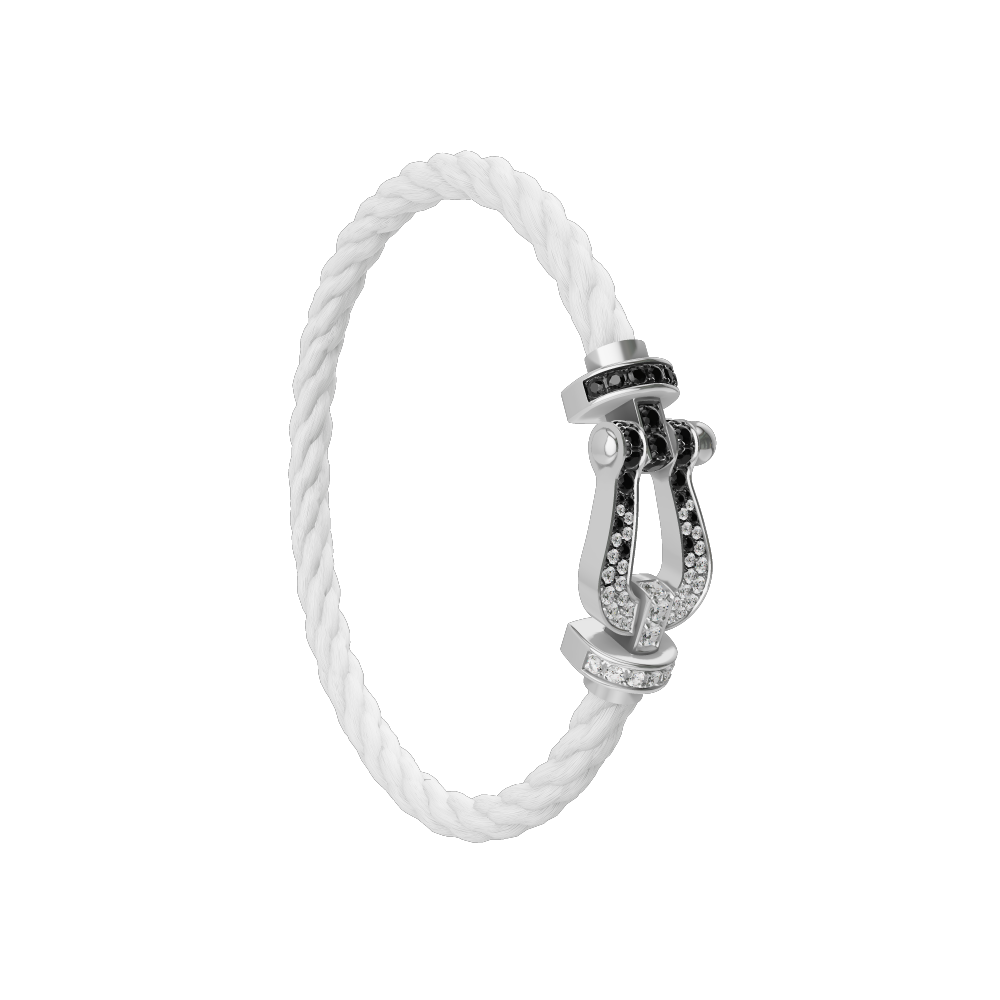 FORCE 10 BRACELET 18K WHITE GOLD AND BLACK AND WHITE DIAMONDS LARGE MODEL