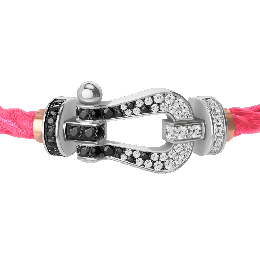 FORCE 10 BRACELET 18K WHITE GOLD AND BLACK AND WHITE DIAMONDS LARGE MODEL