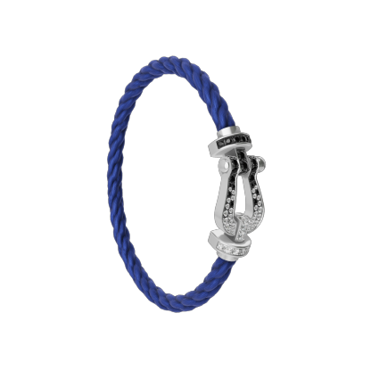 FORCE 10 BRACELET 18K WHITE GOLD AND BLACK AND WHITE DIAMONDS LARGE MODEL