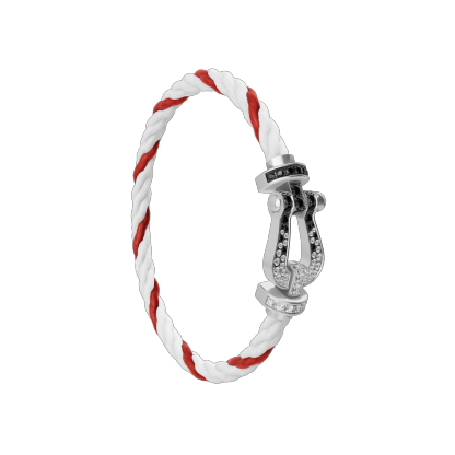 FORCE 10 BRACELET 18K WHITE GOLD AND BLACK AND WHITE DIAMONDS LARGE MODEL