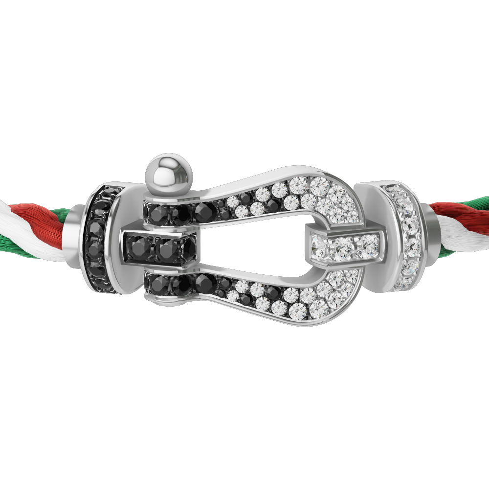 FORCE 10 BRACELET 18K WHITE GOLD AND BLACK AND WHITE DIAMONDS LARGE MODEL