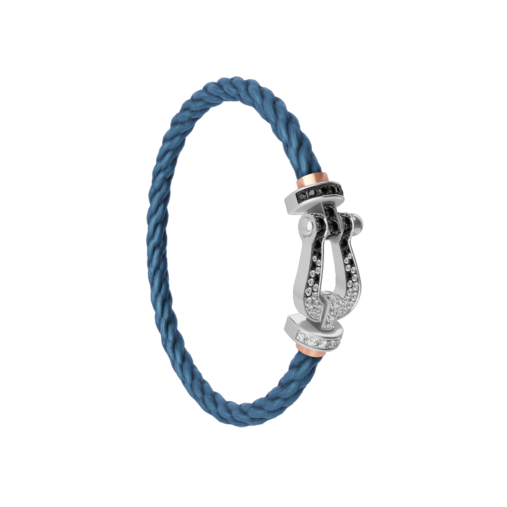 FORCE 10 BRACELET 18K WHITE GOLD AND BLACK AND WHITE DIAMONDS LARGE MODEL