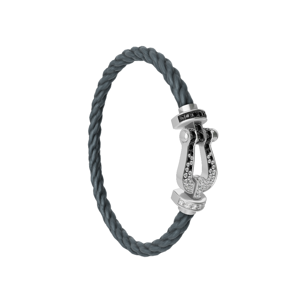 FORCE 10 BRACELET 18K WHITE GOLD AND BLACK AND WHITE DIAMONDS LARGE MODEL