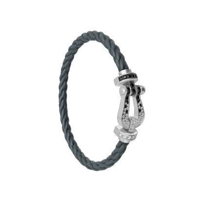 FORCE 10 BRACELET 18K WHITE GOLD AND BLACK AND WHITE DIAMONDS LARGE MODEL