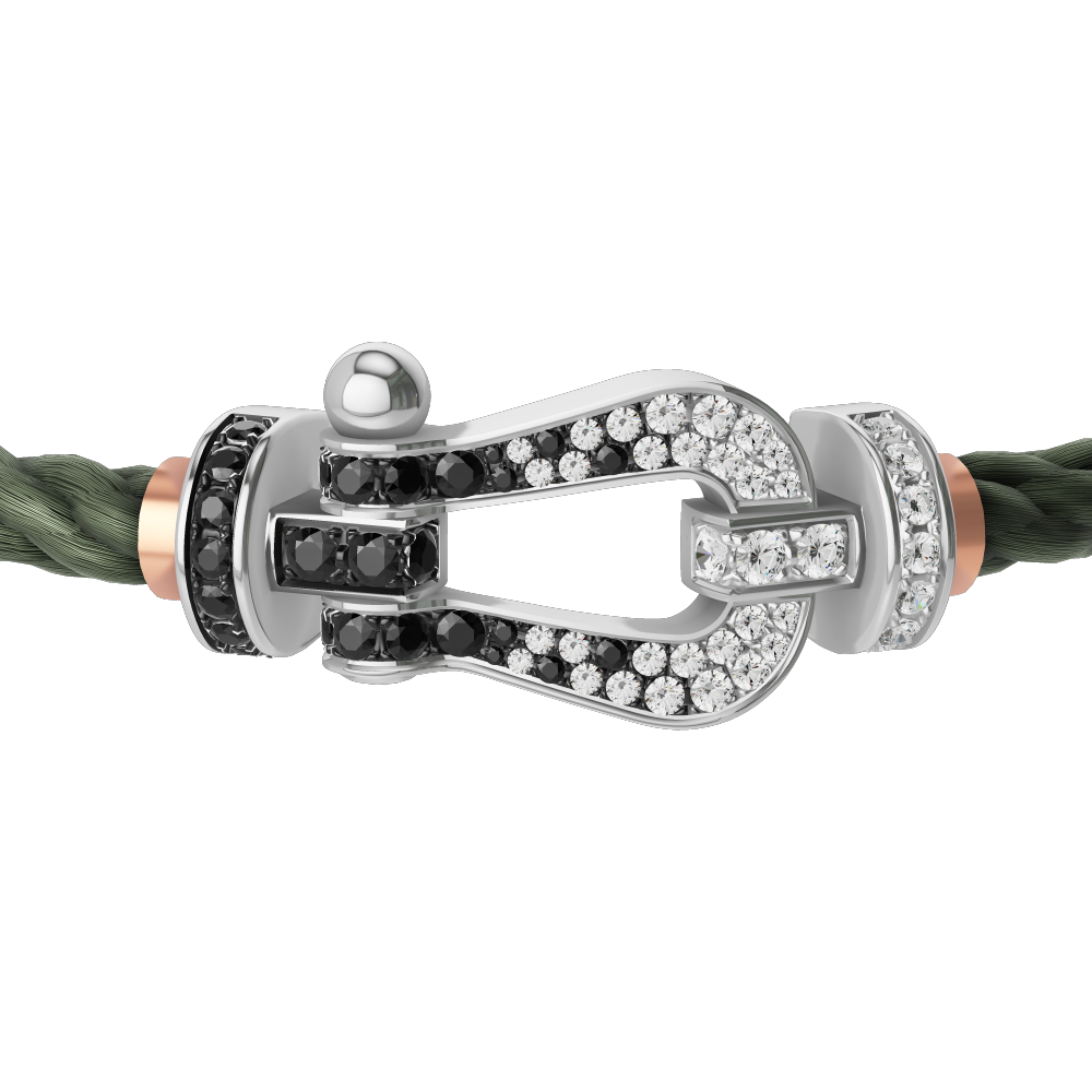 FORCE 10 BRACELET 18K WHITE GOLD AND BLACK AND WHITE DIAMONDS LARGE MODEL