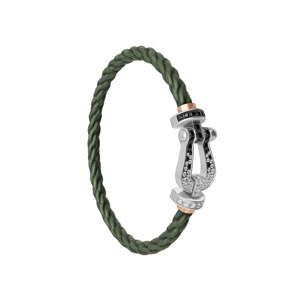 FORCE 10 BRACELET 18K WHITE GOLD AND BLACK AND WHITE DIAMONDS LARGE MODEL