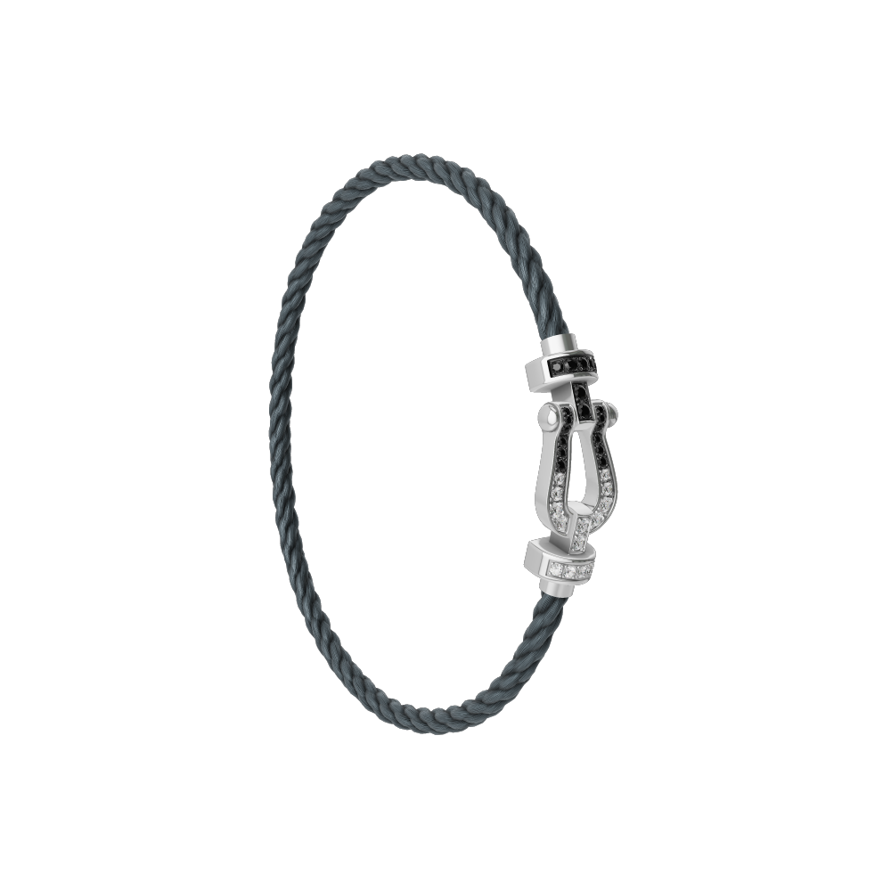 FORCE 10 BRACELET 18K WHITE GOLD AND BLACK AND WHITE DIAMONDS MEDIUM MODEL