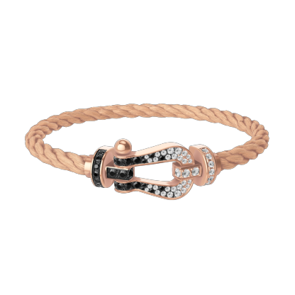FORCE 10 BRACELET 18K PINK GOLD AND BLACK AND WHITE DIAMONDS LARGE MODEL