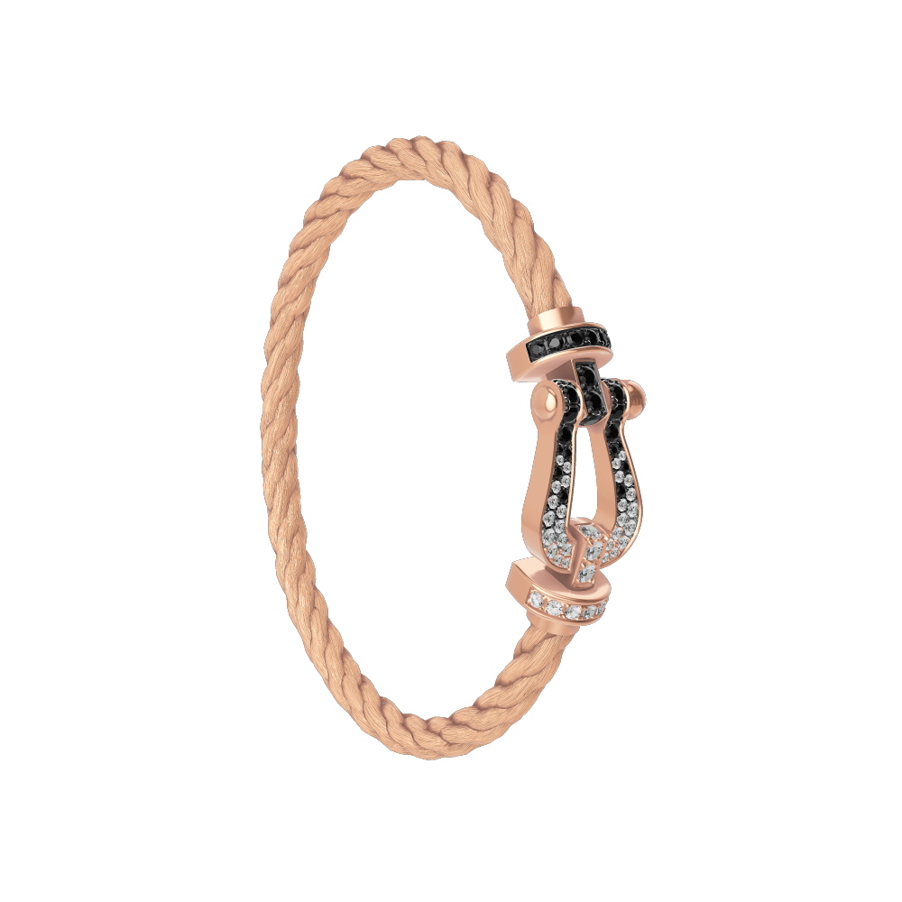 FORCE 10 BRACELET 18K PINK GOLD AND BLACK AND WHITE DIAMONDS LARGE MODEL