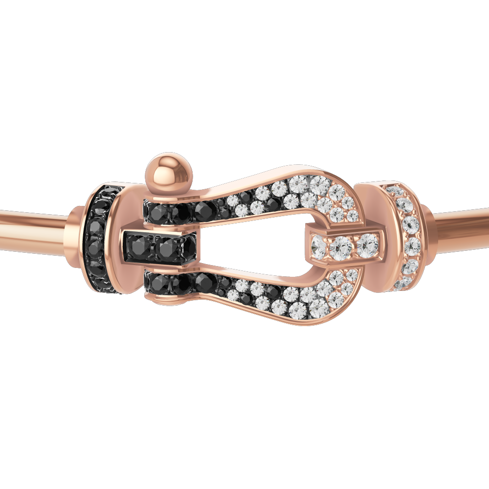 FORCE 10 BRACELET 18K PINK GOLD AND BLACK AND WHITE DIAMONDS LARGE MODEL