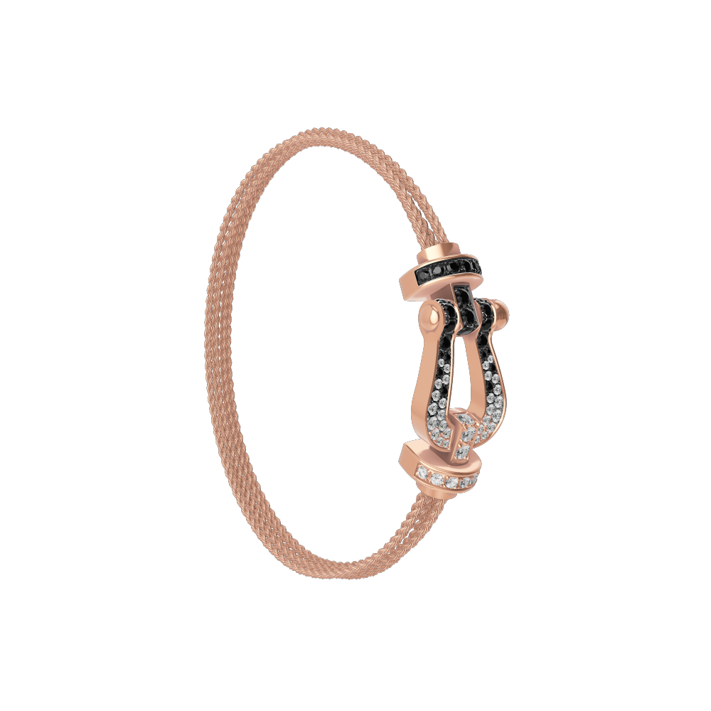 FORCE 10 BRACELET 18K PINK GOLD AND BLACK AND WHITE DIAMONDS LARGE MODEL