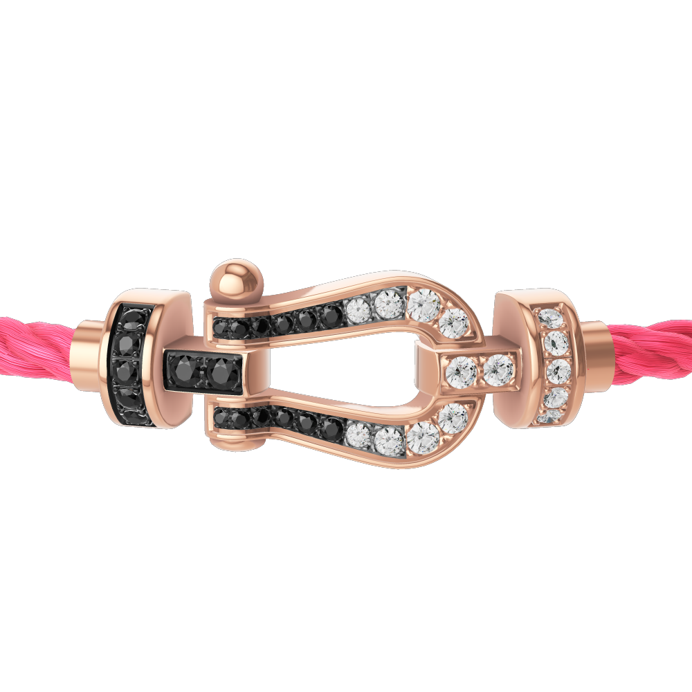 FORCE 10 BRACELET 18K PINK GOLD AND BLACK AND WHITE DIAMONDS MEDIUM MODEL