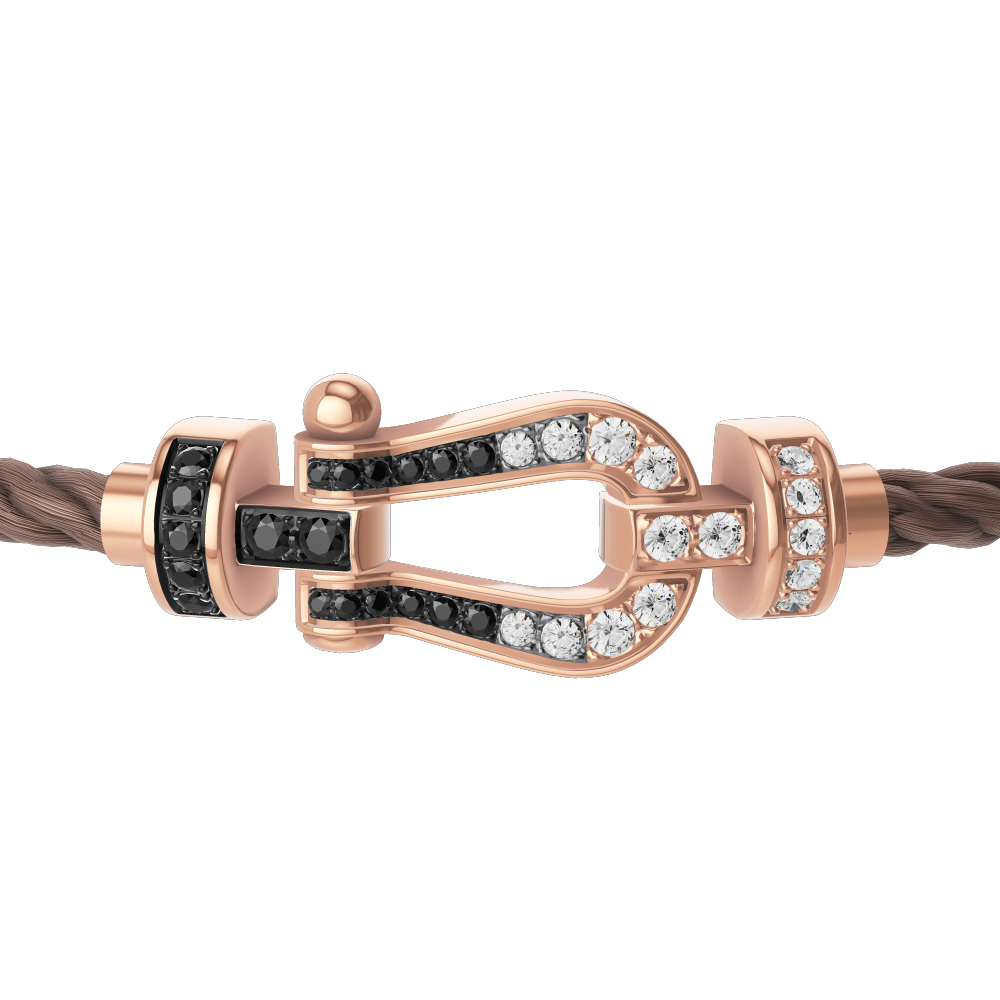 FORCE 10 BRACELET 18K PINK GOLD AND BLACK AND WHITE DIAMONDS MEDIUM MODEL