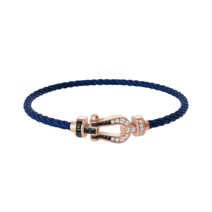 FORCE 10 BRACELET 18K PINK GOLD AND BLACK AND WHITE DIAMONDS MEDIUM MODEL