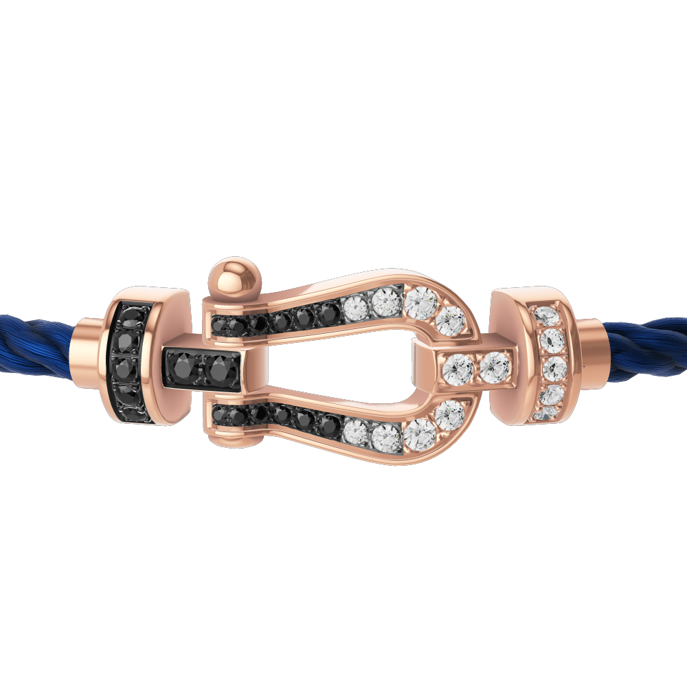 FORCE 10 BRACELET 18K PINK GOLD AND BLACK AND WHITE DIAMONDS MEDIUM MODEL