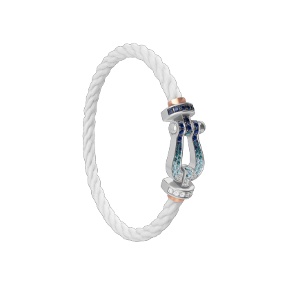 FORCE 10 BRACELET LARGE MODEL 18K WHITE GOLD DIAMOND PAVED AND COLORED STONES