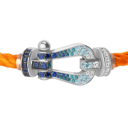 FORCE 10 BRACELET LARGE MODEL 18K WHITE GOLD DIAMOND PAVED AND COLORED STONES