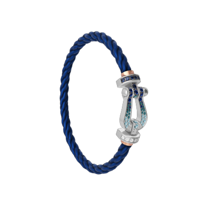 FORCE 10 BRACELET LARGE MODEL 18K WHITE GOLD DIAMOND PAVED AND COLORED STONES