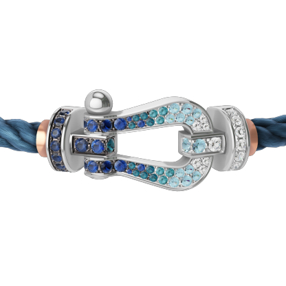 FORCE 10 BRACELET LARGE MODEL 18K WHITE GOLD DIAMOND PAVED AND COLORED STONES