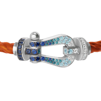 FORCE 10 BRACELET LARGE MODEL 18K WHITE GOLD DIAMOND PAVED AND COLORED STONES