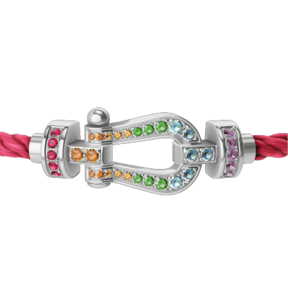 FORCE 10 BRACELET MEDIUM MODEL IN 18K WHITE GOLD AND COLOURED STONES