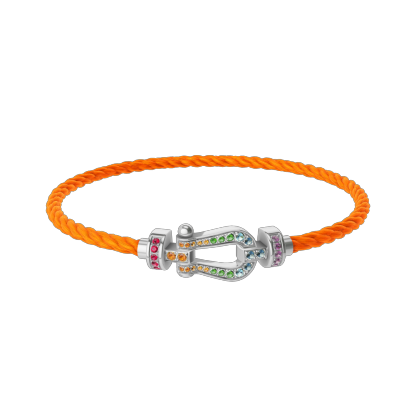 FORCE 10 BRACELET MEDIUM MODEL IN 18K WHITE GOLD AND COLOURED STONES