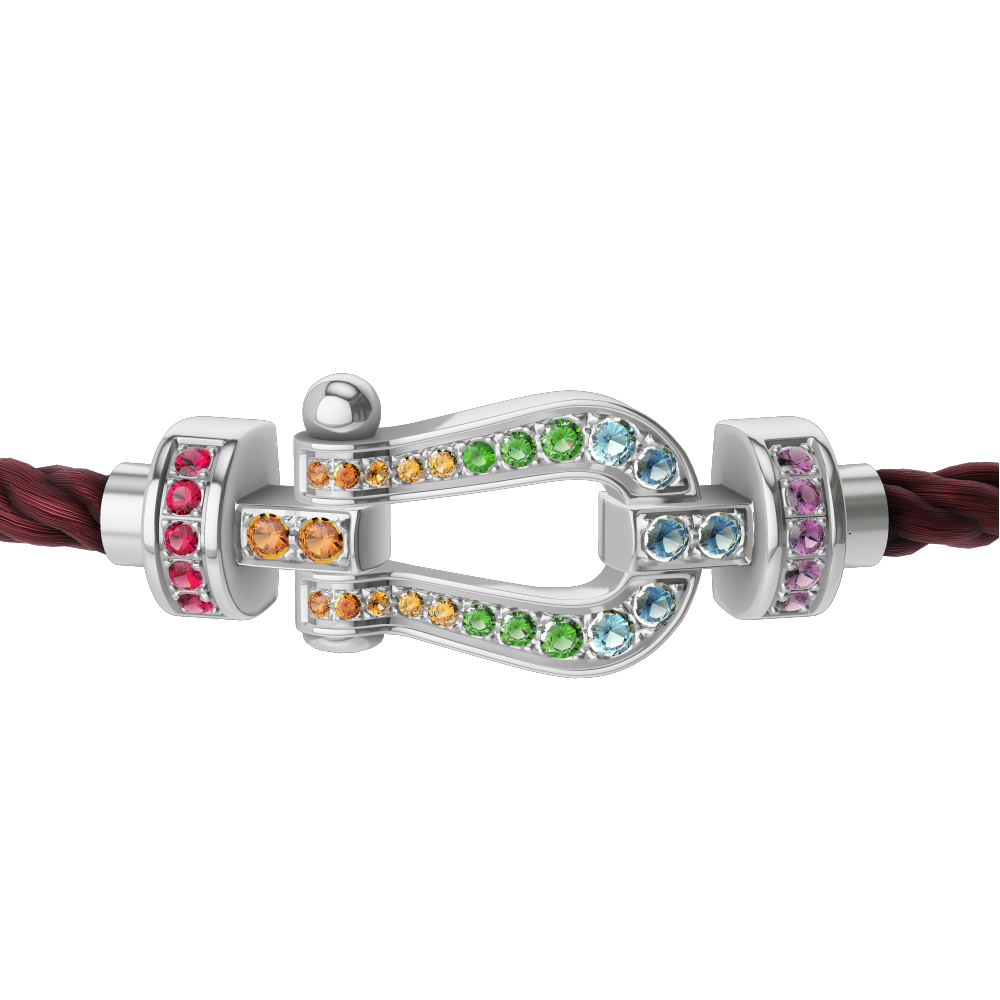 FORCE 10 BRACELET MEDIUM MODEL IN 18K WHITE GOLD AND COLOURED STONES
