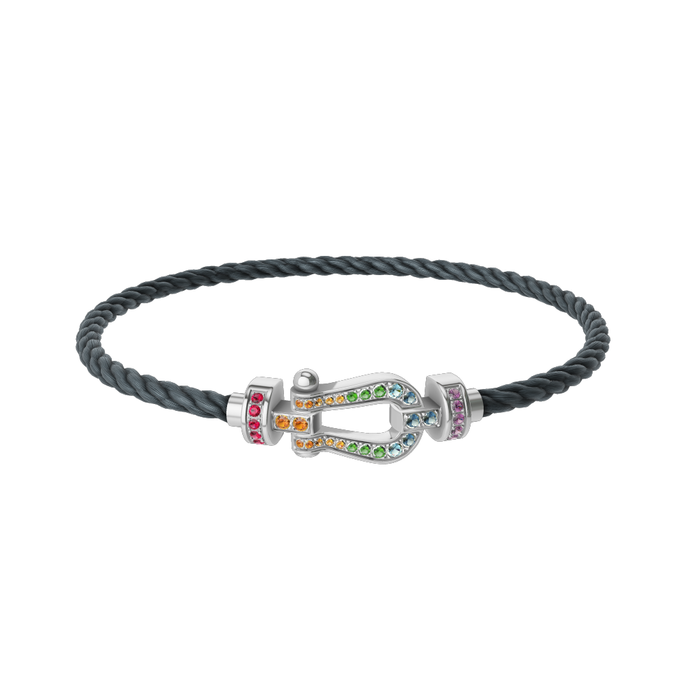 FORCE 10 BRACELET MEDIUM MODEL IN 18K WHITE GOLD AND COLOURED STONES