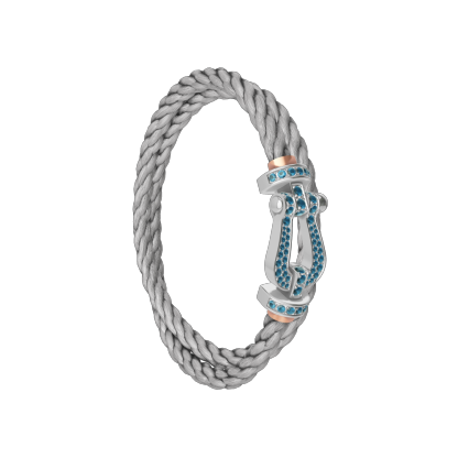 FORCE 10 BRACELET LARGE MODEL 18K WHITE GOLD BLUE TOPAZ PAVED