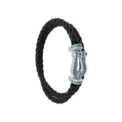 FORCE 10 BRACELET LARGE MODEL 18K WHITE GOLD BLUE TOPAZ PAVED