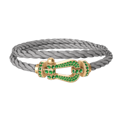 FORCE 10 BRACELET 18K YELLOW GOLD AND EMERALDS LARGE MODEL