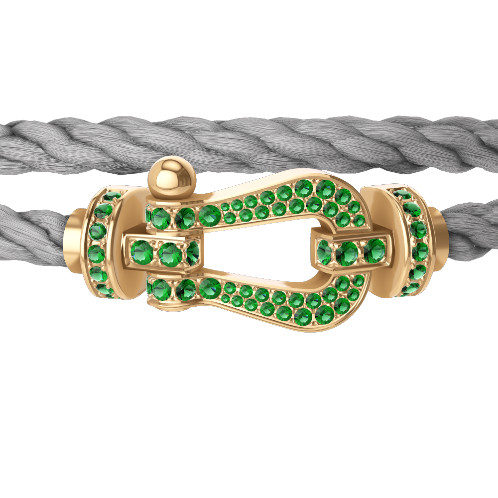 FORCE 10 BRACELET 18K YELLOW GOLD AND EMERALDS LARGE MODEL
