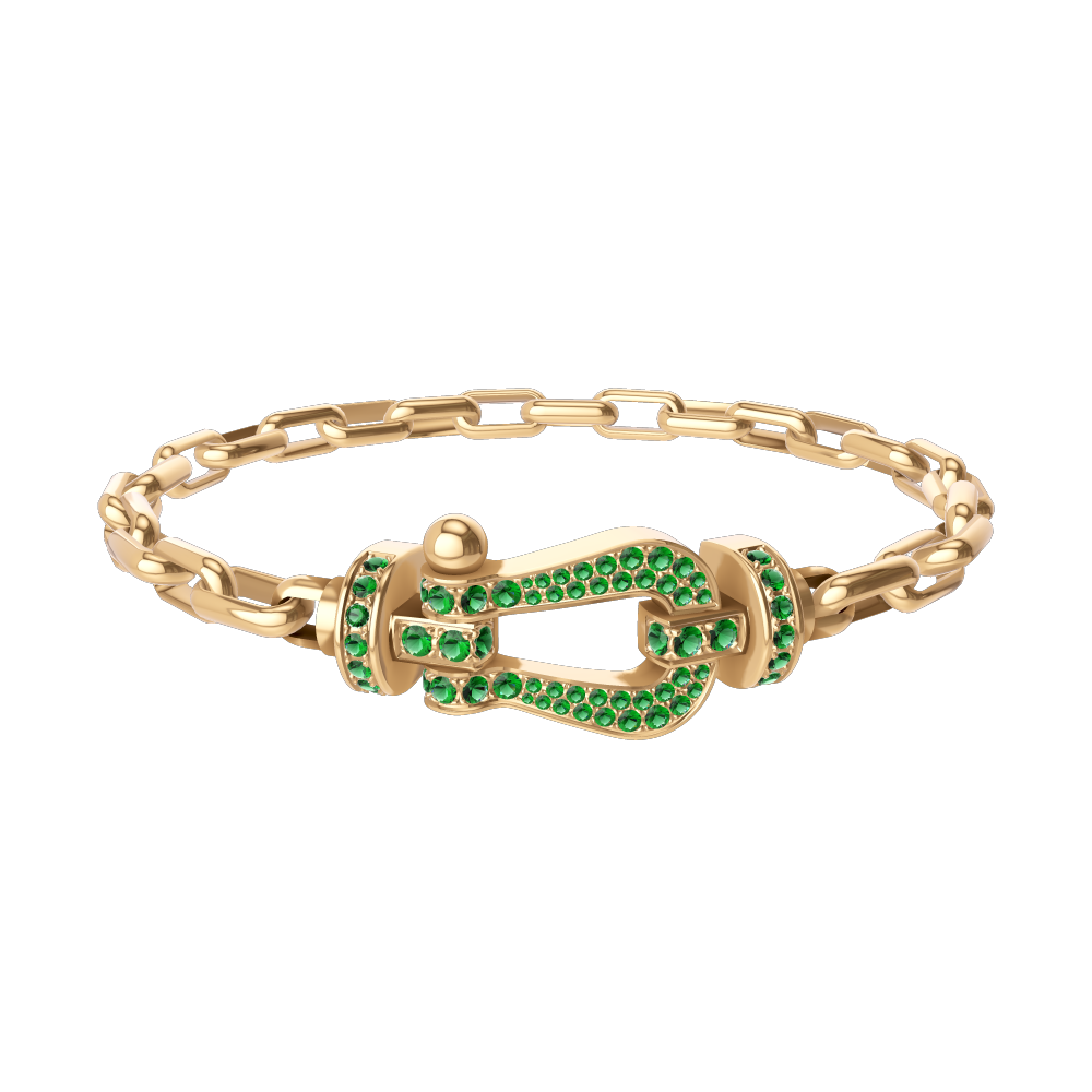 FORCE 10 BRACELET 18K YELLOW GOLD AND EMERALDS LARGE MODEL